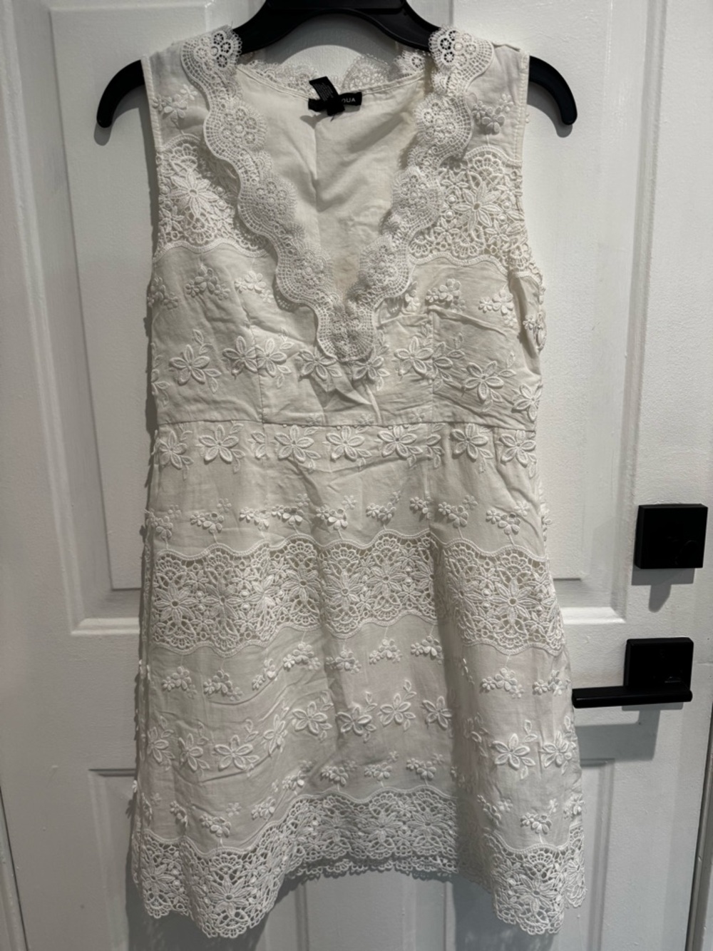 Aqua White Lace V-Neck Mini Dress